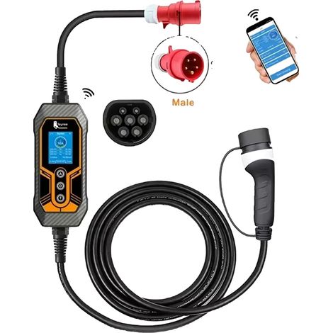 Chargeur EV Portable, Planification Intelligente, Charge Triphasée, 11KW 5m Pas d'adaptateur, TYPE2 (1/2)