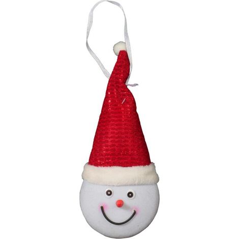 Decorazione luminosa natalizia - Pupazzo di neve a LED con cappello rosso, a batteria (1/2)