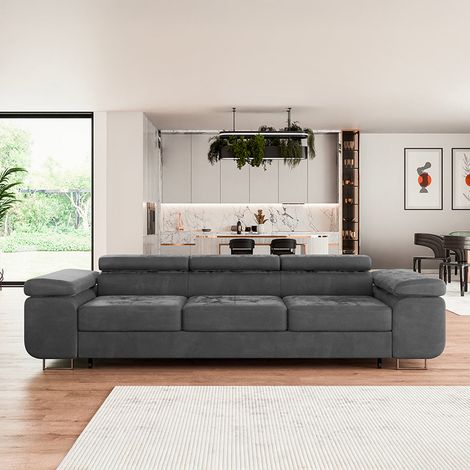 Canapé convertible 3 places Wilson velours Gris foncé (1/4)