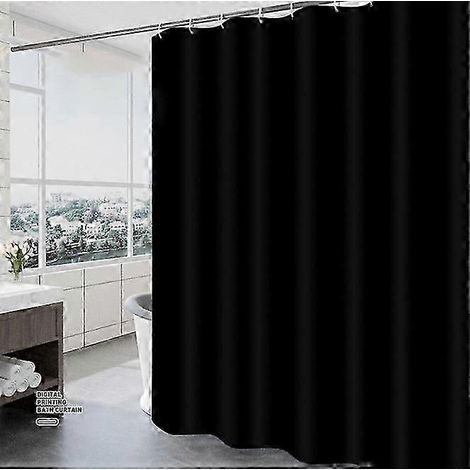 Rideau de douche noir uni, imperméable et anti-moisissure, 180 cm x 180 cm (1/5)