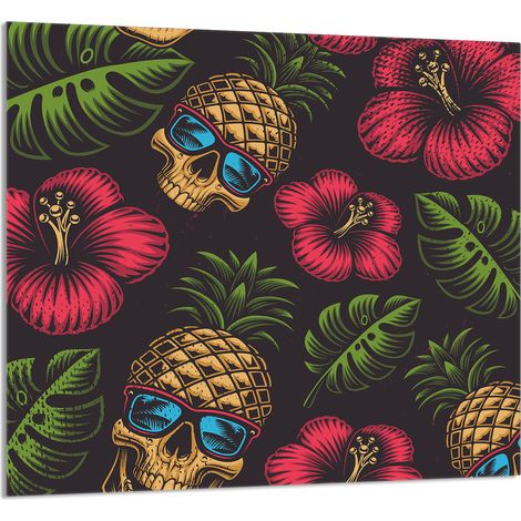 GLASPLATTE FÜR KÜCHE 65x60 Ananas