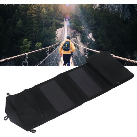 Panneau solaire pliable 20 W, sac solaire pliable, chargeur solaire, silicium monocristallin, double sortie USB, idéal pour le camping, la recharge de téléphone portable et comme batterie externe. (1/5)