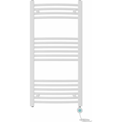 Pre-filled Electric Curved Heated Towel Rail Radiator Thermostatic 1000x500mm White (1/5)