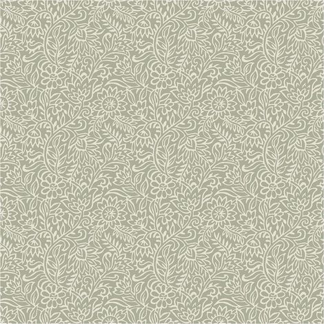 Ruskin Green Wallpaper Floral Trail Cream Botanical Natural Pattern Grandeco (1/4)