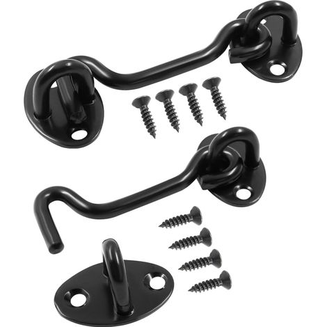 Loquet de porte, serrure de porte de grange, loquet coulissant en acier inoxydable de 7,6 cm, noir, paquet de 2 (1/5)