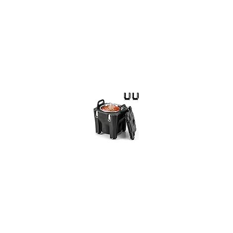 COSTWAY 30 L Contenitore Termico Portatile per cibi e bevande, contenitore per alimenti in Acciaio Inox con 2 Maniglie e 4 Ruote, Thermos per Alimenti per Catering Campeggio, Nero (1/5)