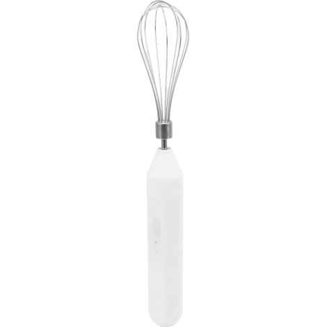 Batteur à œufs électrique portable, rechargeable par USB, mousseur à lait sans fil avec fouet en acier inoxydable, blanc (1/5)