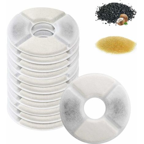 Filtre Fontaine Eau Chat, 12 pcs Filtres de Remplacement de Fontaine pour Chat Chien, Filtres de Rechange avec Charbon Actif et Résine échangeuse d'Ions (1/5)