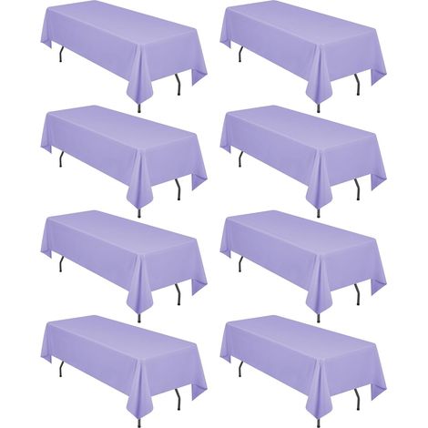 Lot de 8 nappes polyester lavande137274cm, qualité banquet mariage, résistantes taches/plis (1/5)