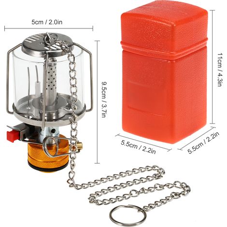 Lanterne à gaz portable de camping en extérieur, mini lampe à gaz de tente avec allumage piézo et 3 manchons