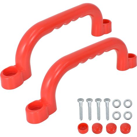 Poignées De Maison De Jeu 2 Pièces Poignée Aire De Jeux, Poignées De Sécurité en Plastique Antidérapant, Safety Handles, pour Aire De Jeux, Cabane dans Les Arbres, Cadre d'escalade (Rouge) (1/5)