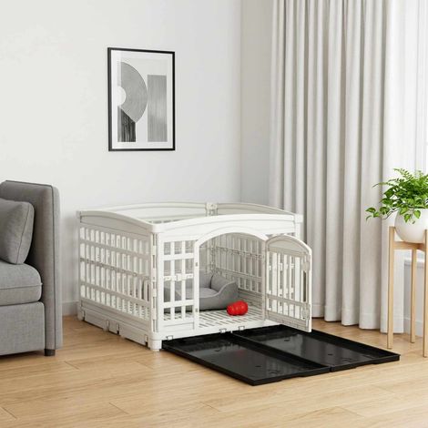 vidaXL Parco giochi per cani a 4 pannelli 122 x 106,5 x 82 cm Plastica (1/5)
