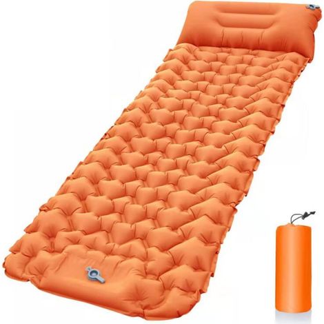 MINKUROW Materasso da campeggio autogonfiabile portatile - Materasso da campeggio autogonfiabile Materasso per dormire con cuscino e pompa a pedale Materasso gonfiabile per escursionismo in campeggio (1/5)