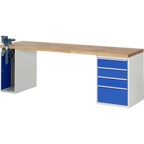 Établi Rau modèle 7510 avec 4 tiroirs et armoire l x p x h 2500x700x840mm