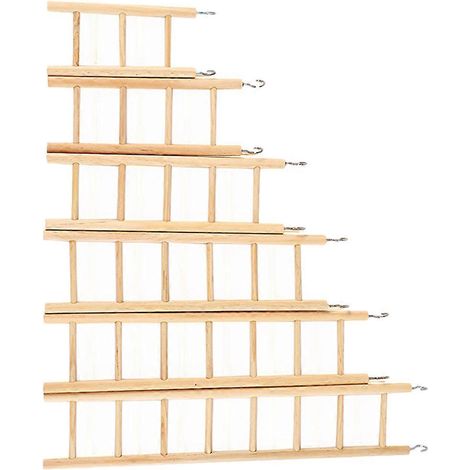 Échelle en bois pour oiseaux, jouet pour perroquets, support pour cage à grimper (6 pièces) (1/4)
