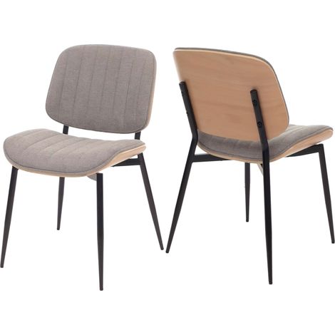 Lot de 2 chaises de salle à manger HWC-O44 chaise de cuisine tissu en bois courbé (370g/m2) ko-Tex MVG - naturel gri (1/2)