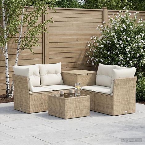 vidaXL Juego de Sofá 6 uds. Beige y blanco crema (1/5)
