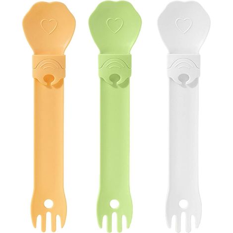 Ensemble de 3 cuillères à friandises pour chats, avec distributeur de nourriture humide. Couleurs : jaune, vert et blanc. (1/4)