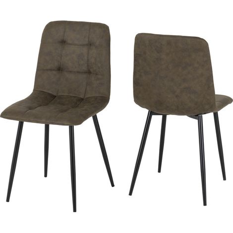 Fenton Indoor Dining Chair (Pack of 4) - L55 x W44 x H86.5 cm - Olive Green Suede Fabric