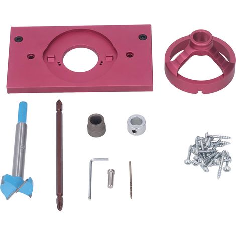 Kit de guidage de perçage en alliage d'aluminium pour pose de charnières, outil de gabarit pour trous de porte et quincaillerie d'armoire (1/5)
