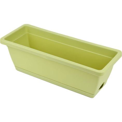 Boîte à Fleurs Pour Fenêtre - Boîte à Plantes Rectangulaire En Plastique Avec Trous D’Évacuation Et Bac De Récupération - 36 x 19 x 15 cm - 1 Pièce (1/5)