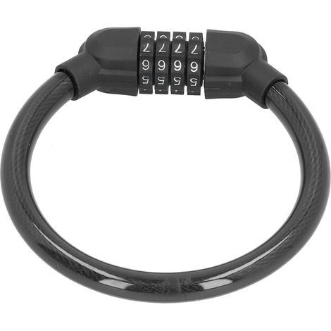 Câble de sécurité vélo à code numérique 4 chiffres pour protection extérieure antivol noir (1/5)