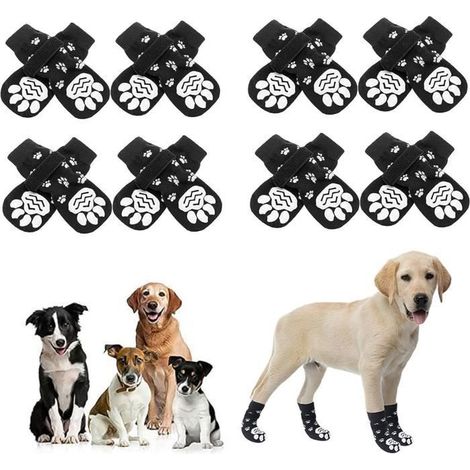 Chaussure Chien Bottes Et Chaussons pour Chiens 4 Paires/16 pcs AntidéRapant Chausson Chien Respirant Protection Coussinet S (1/4)