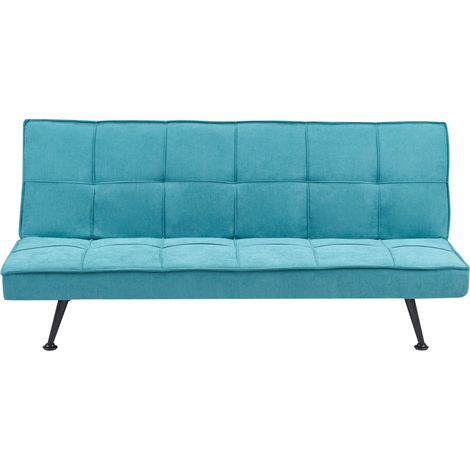 Sofá cama moderno de tela de poliéster sin reposabrazos reclinable convertible de madera maciza azul marino Hasle