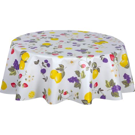 Nappe en toile cirée ronde motifs citron CAPRI (1/3)