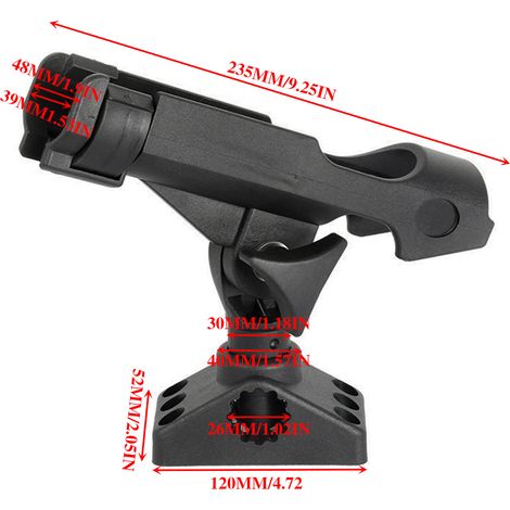 Black nylon fishing rod holder, 360° rotatable fishing rod holder, fishing rod holder, kayak fishing accessory, multifunctional plastic fishing rod holder.--DTEKGAZ