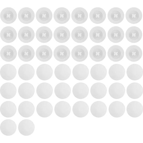 Cache Vis Blanc,50 Capuchon de protection en Plastique, Couvertures à Vis, Bouchons à Vis avec Boîte de Rangement pour Vis Phillips de 7-8 mm (1/5)