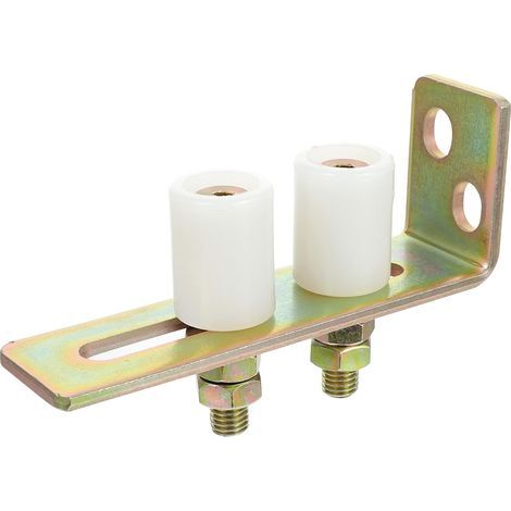 Guide de portail coulissant avec support en L, double rouleau réglable en nylon pour portes-fenêtres coulissantes (1/5)
