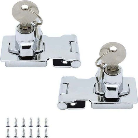 SABIR 2 Pack Metal Lock Hasp 65mm Door Bolt Latch Buckle avec cadenas et quincaillerie plaquée clé (1/3)