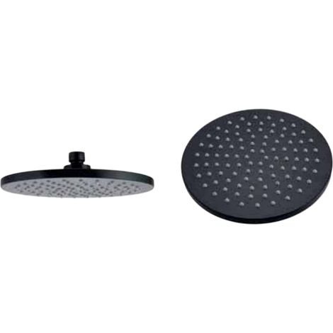 offione Doccia Round ABS Nero Opaco Ø200 mm – Ugelli Anticalcare – Attacco Standard 1/2” (1/2)