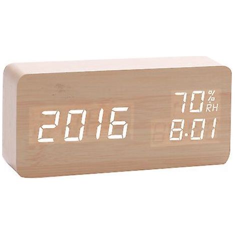 rveil Digital En Bois 1 Pice, Rveil Matin, Contrle Sonore Par Led, Aliment Par Usb, Rveil En Bois Pour La Maison Et Le Bureau (1/5)