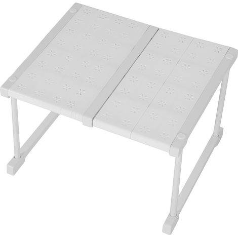 Étagère sous évier extensible, organiseur d'armoire ajustable, étagère de rangement sans perçage, largeur 42cm, hauteur 32cm, longueur 37 à 48cm (1/5)