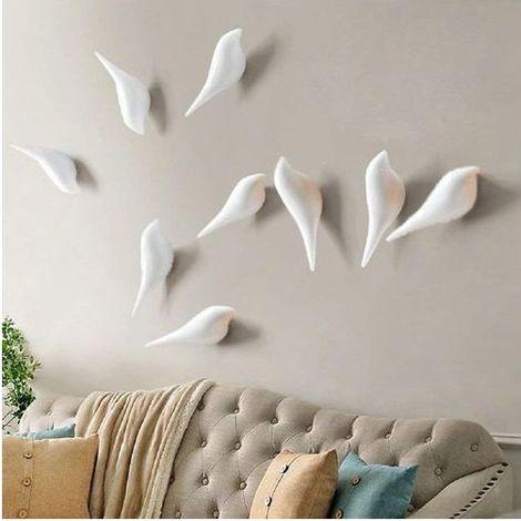Set aus vogelförmigen Wandhaken, Holzstiften, Wandhängern im Art-Deco-Stil (1/5)
