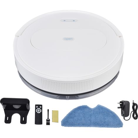 Balai intelligent 3-en-1 1800Pa, aspirateur robot blanc avec télécommande et application, 100-240V (prise UK) (1/5)
