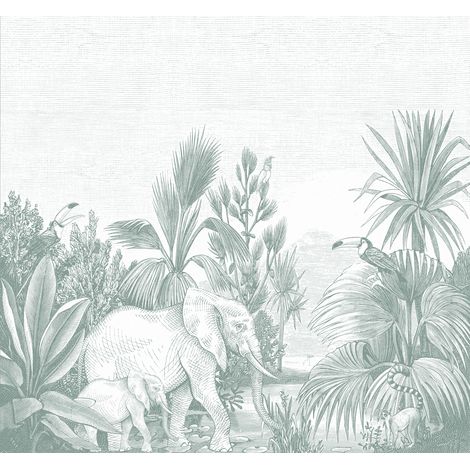 papier peint panoramique jungle vert  - ESTAhome (1/5)