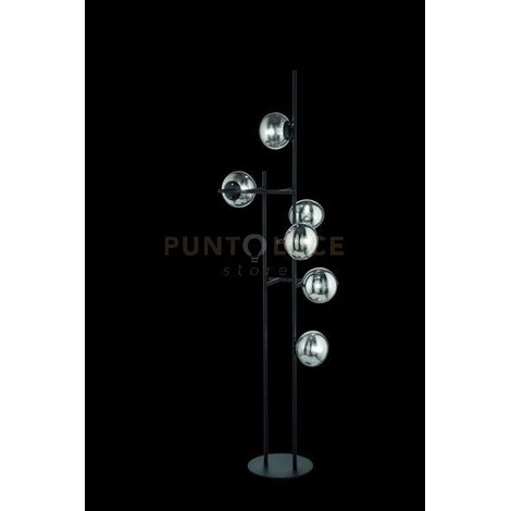 PIANTANA JEWEL NERO 6 LUCI ATTACCO E14 VETRO FUME' VETRI D.15CM H.166CM