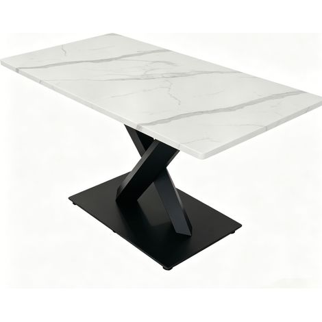 Mesa de comedor rectangular moderna 160 x 80 x 75 cm MDF y metal blanco y negro (1/5)