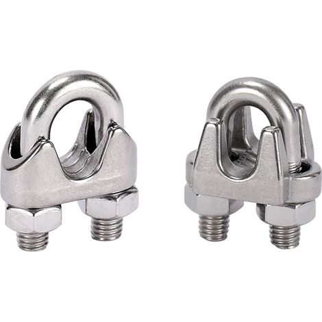 10 Pcs Pince de Câble Métallique Serre Cable Acier Inox Serre-Câbles Étrier M4,argent,2.3cm (1/3)