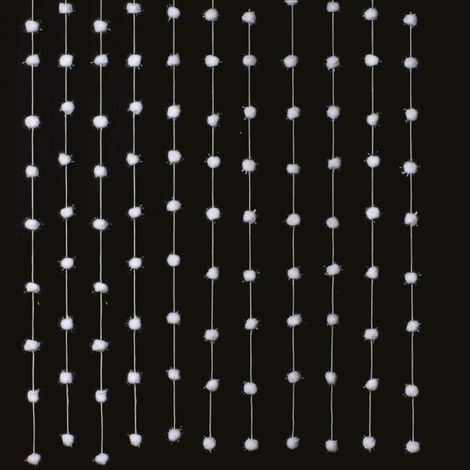 Rideau fils avec boules - Blanc - L 90 x P 2,4 x H 200 cm - Livraison gratuite (1/5)