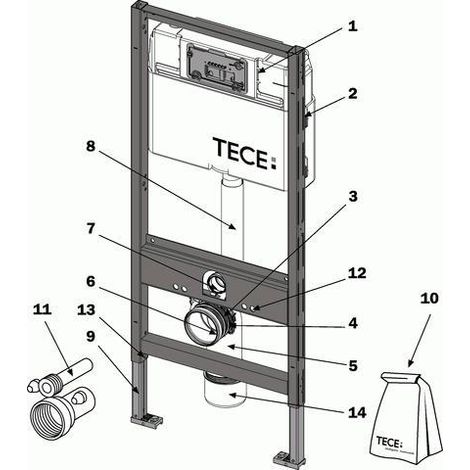 TECE Spülrohr mit O-Ring 9820011 für UP-Spülkästen 100/980/1120 (1/2)