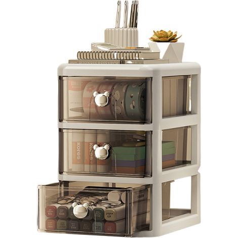 1 Boîte de rangement transparente, tiroir cosmétique empilable, organisateur bureau (1/5)