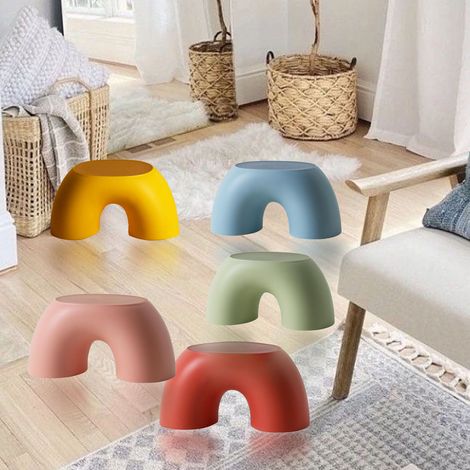 Tabouret circulaire simple, tabouret arrondi pour enfants, tabouret antidérapant pour se chausser, tabouret arc-en-ciel, tabouret de salle de bain style nouveau, vert. (1/4)