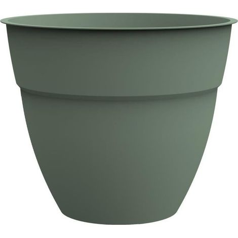 EDA – Pot de fleur rond avec réserve d'eau Ø 50 cm – Hauteur 42,9 cm – Polypropylène – Couleur vert laurier – Fabriqué en France (1/7)