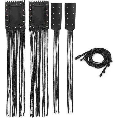 Poignées et couvre-leviers universels à franges et pompons pour guidon de moto (2 pièces) (1/3)