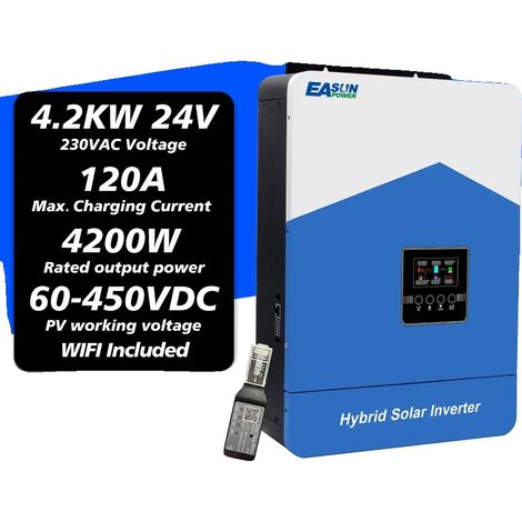 Hybridwechselrichter, reine Sinuswelle, intelligentes Batteriemanagement, 4.2KW 24V WIFI (1/2)