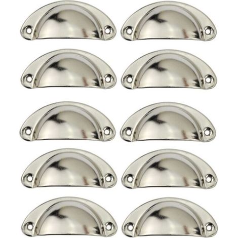 Lot de 10 Poignée Bouton de Porte 81mm Décoration pour Meuble Tiroir - Argent